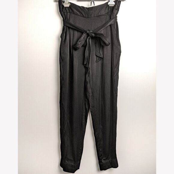 Anthropologie Ett Twa satin tie waist belted pant Size 0 - Picture 6 of 12